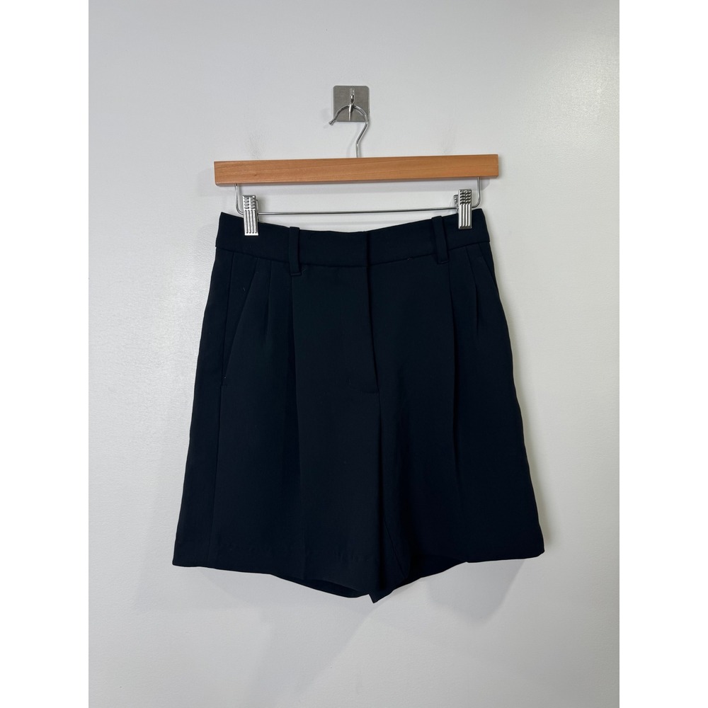 Aritzia Wilfred Women Black Pleated High Waist Dress Shorts Size 2